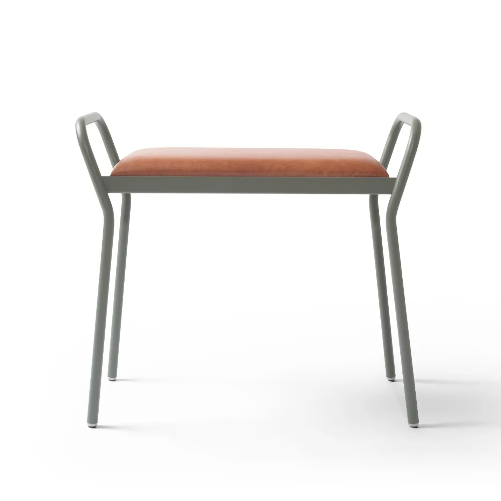 Anyone Hocker, Green-grey/Vintage Cognac Maze