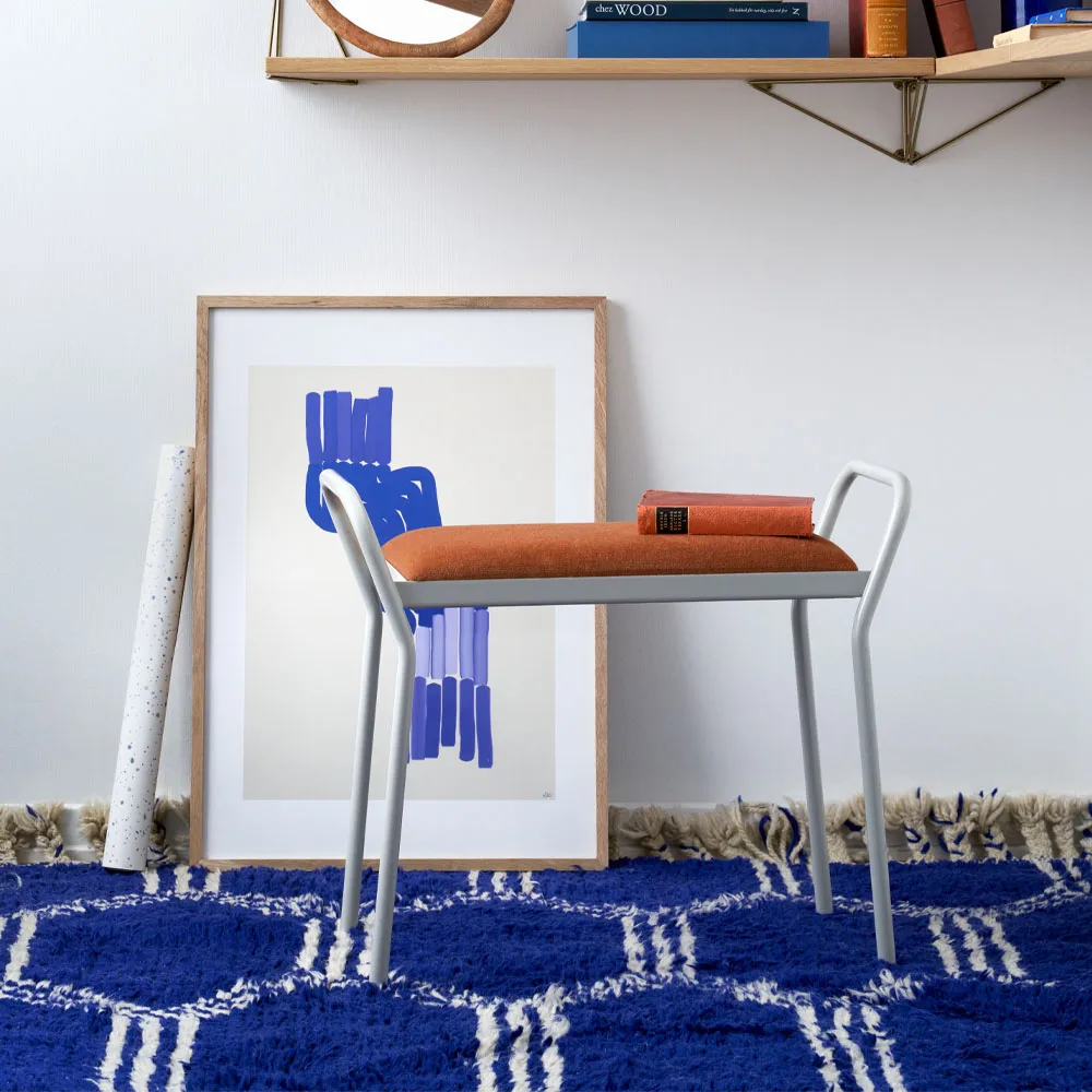Anyone Hocker, Green-grey/Vintage Cognac Maze