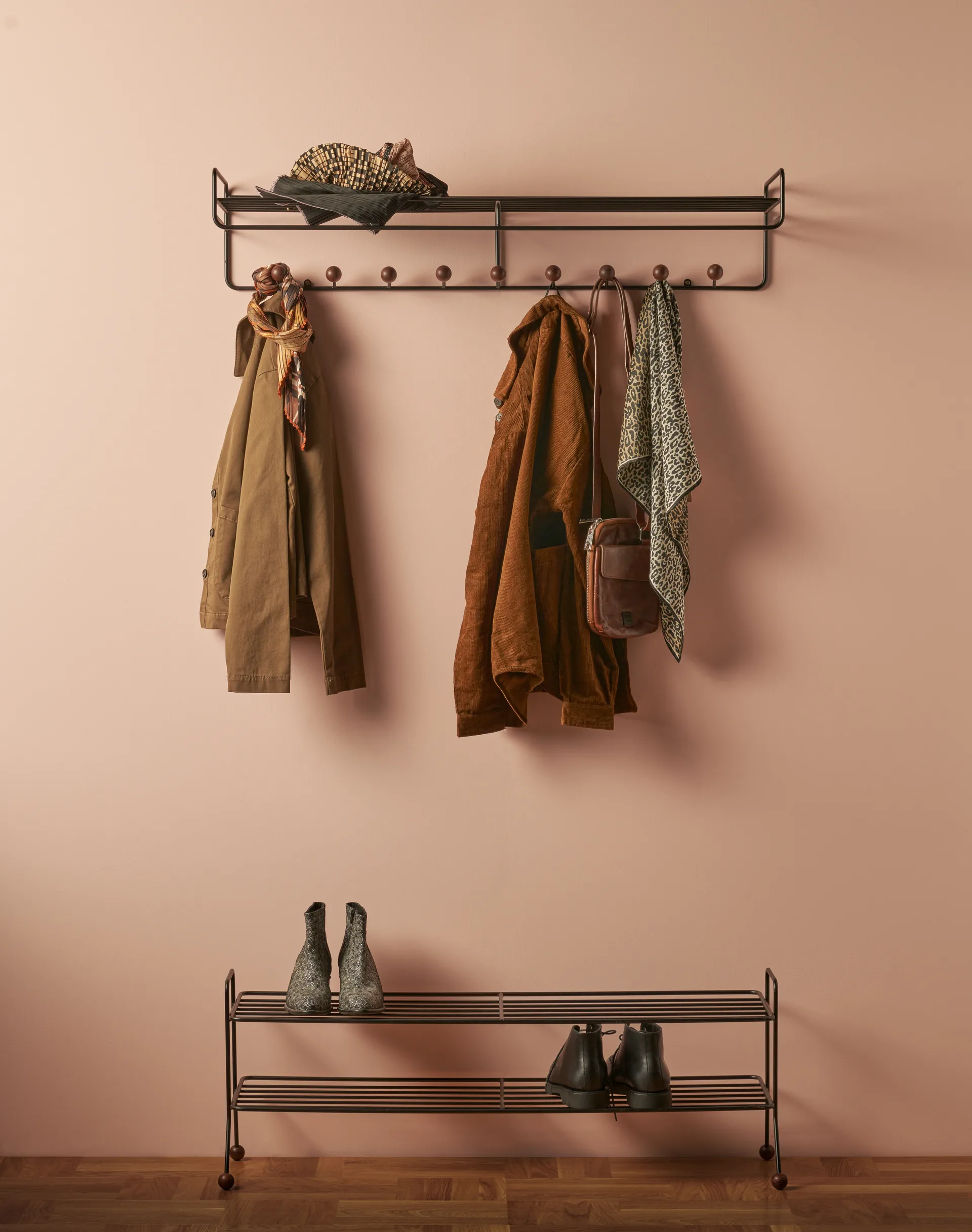 Bill Hat rack L Hutablage, Schwarz-dunkelbraun Maze