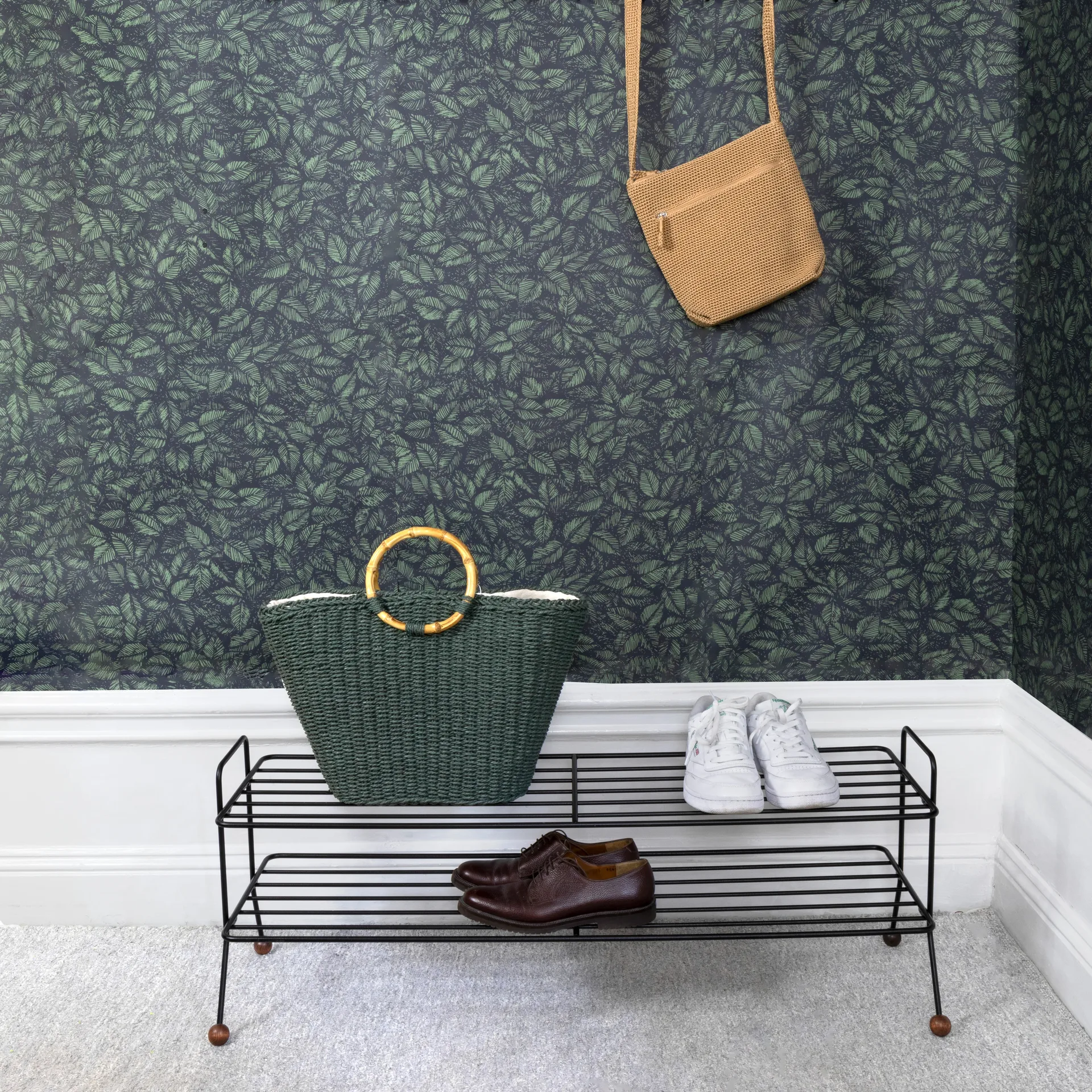 Bill Shoe Shelf L, Schwarz-dunkelbraun Maze