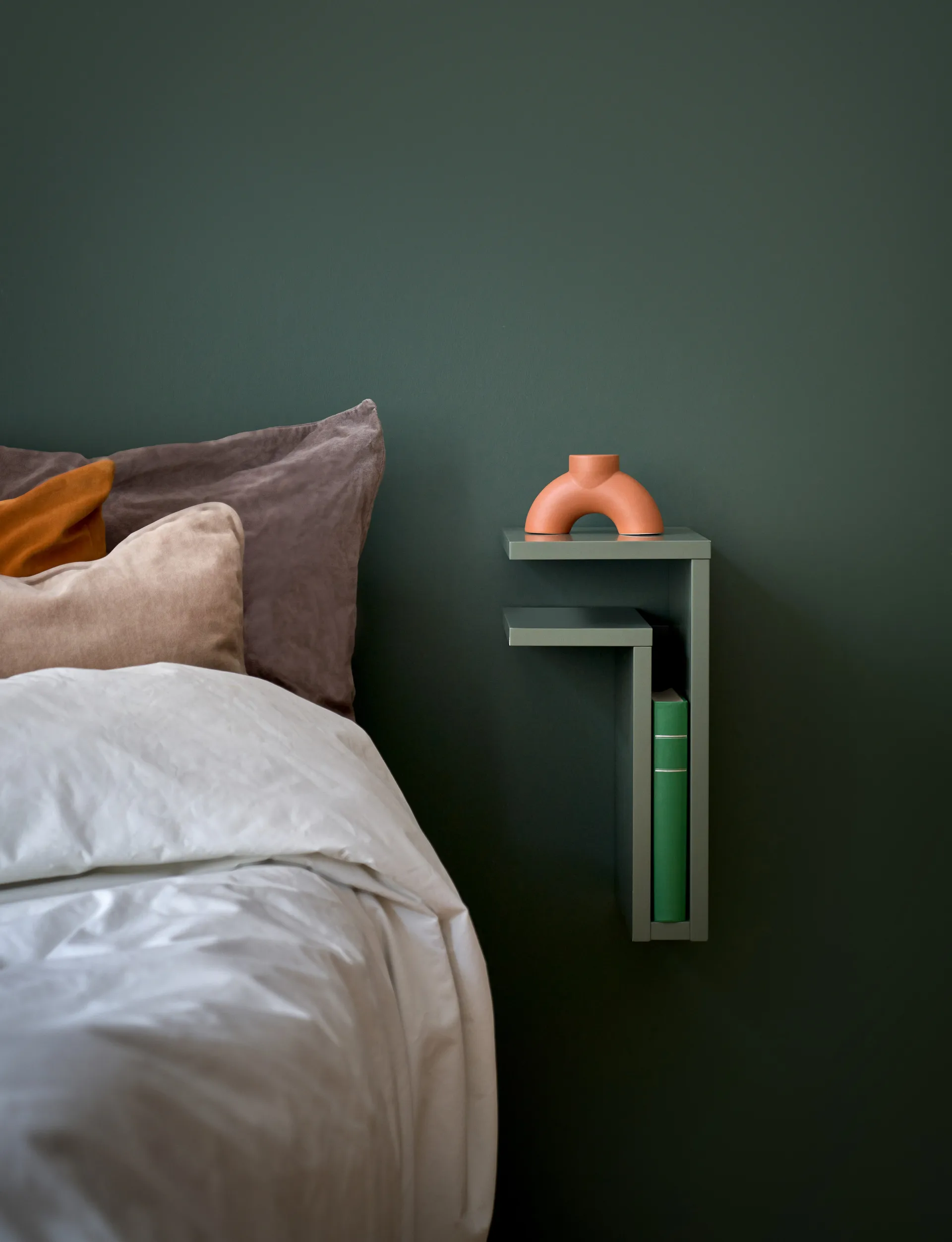 F-shelf Wandregal green grey, Regal nach links Maze