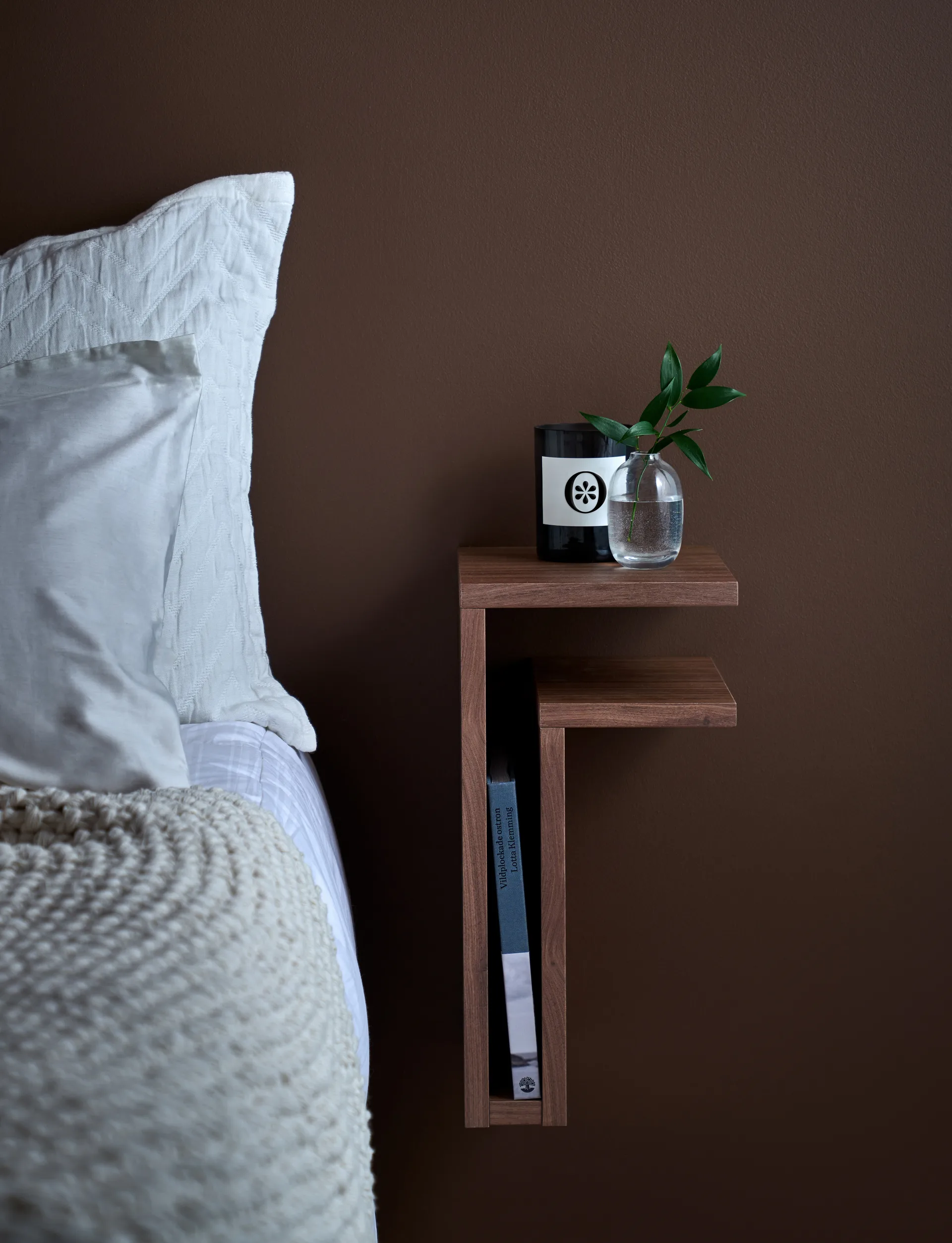 F-shelf Wandregal Walnuss, Regal rechts Maze