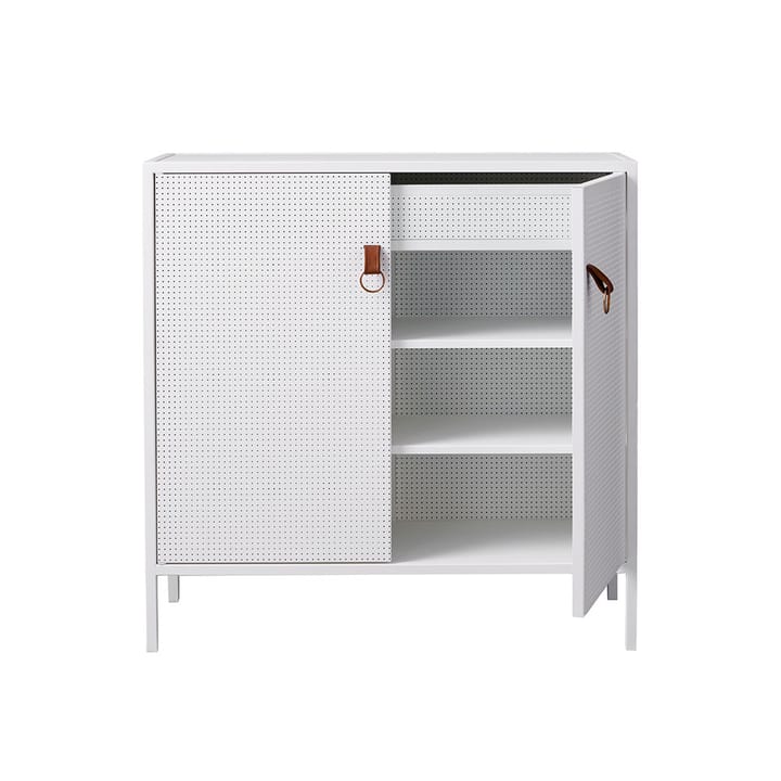 Liza Schrank, Weiß, Lederdetail Maze