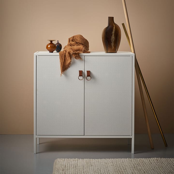 Liza Schrank, Weiß, Lederdetail Maze