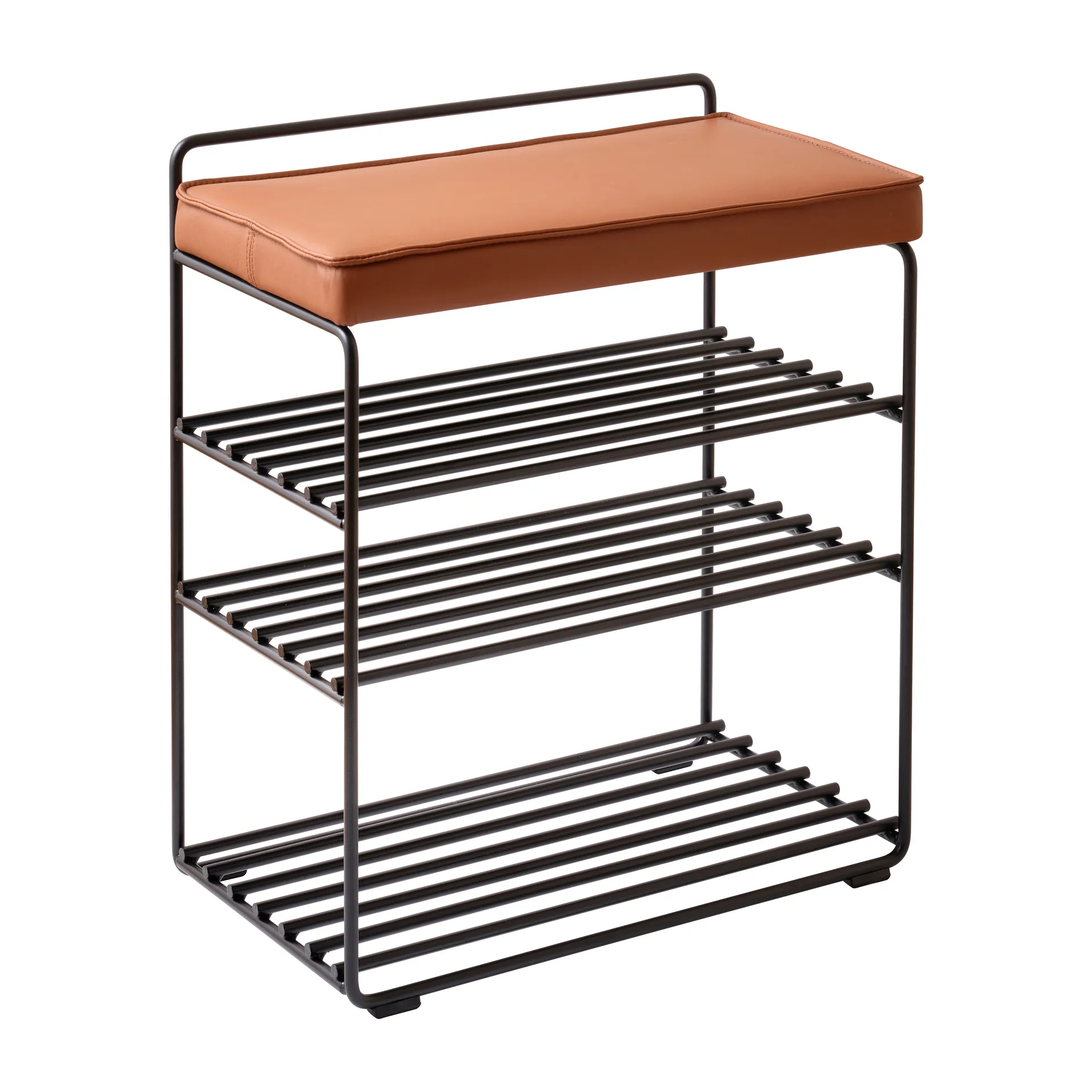 Lower East Seat Regal-Hocker 50 x 28 x 58cm, Black-cognac leather Maze