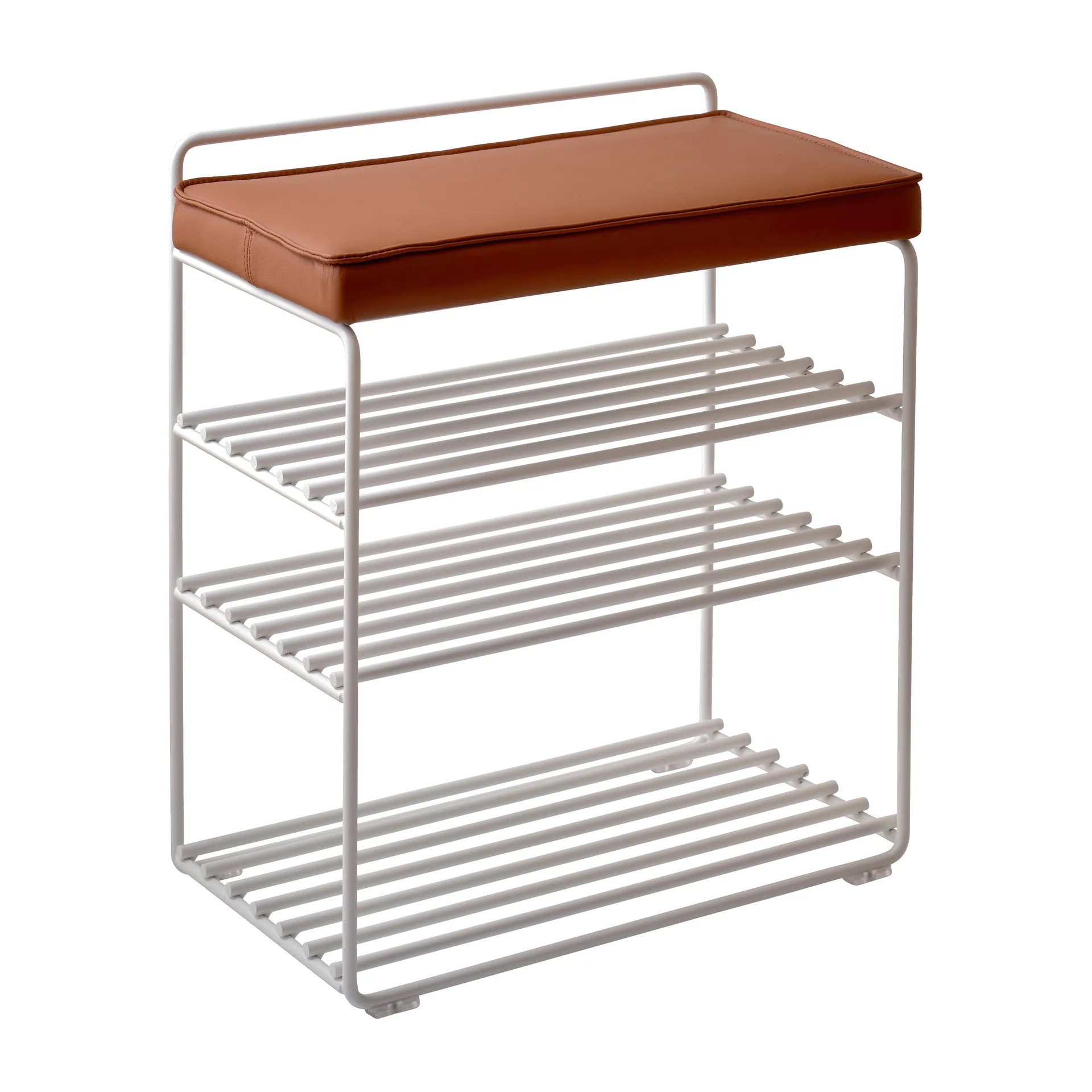 Lower East Seat Regal-Hocker 50 x 28 x 58cm, White-cognac leather Maze