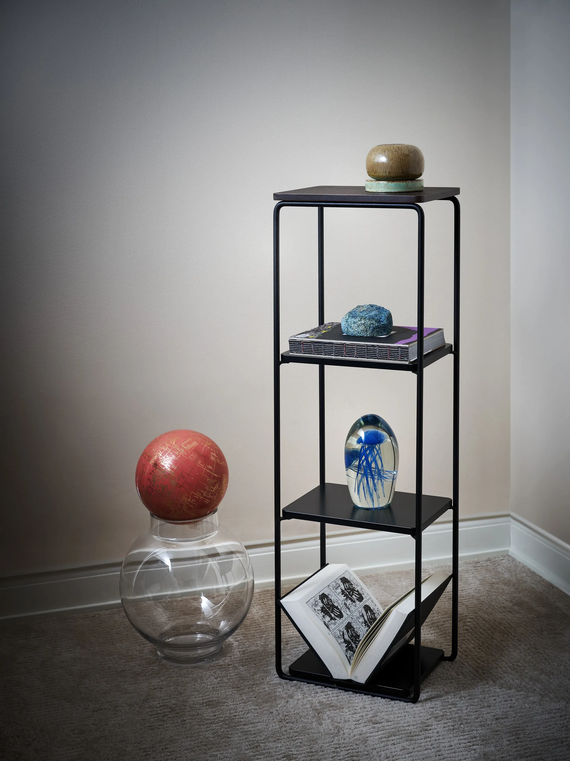 Mixrack Floor Shelf L Regal 26 x 19 x 82,2 cm, Stained oak-black Maze