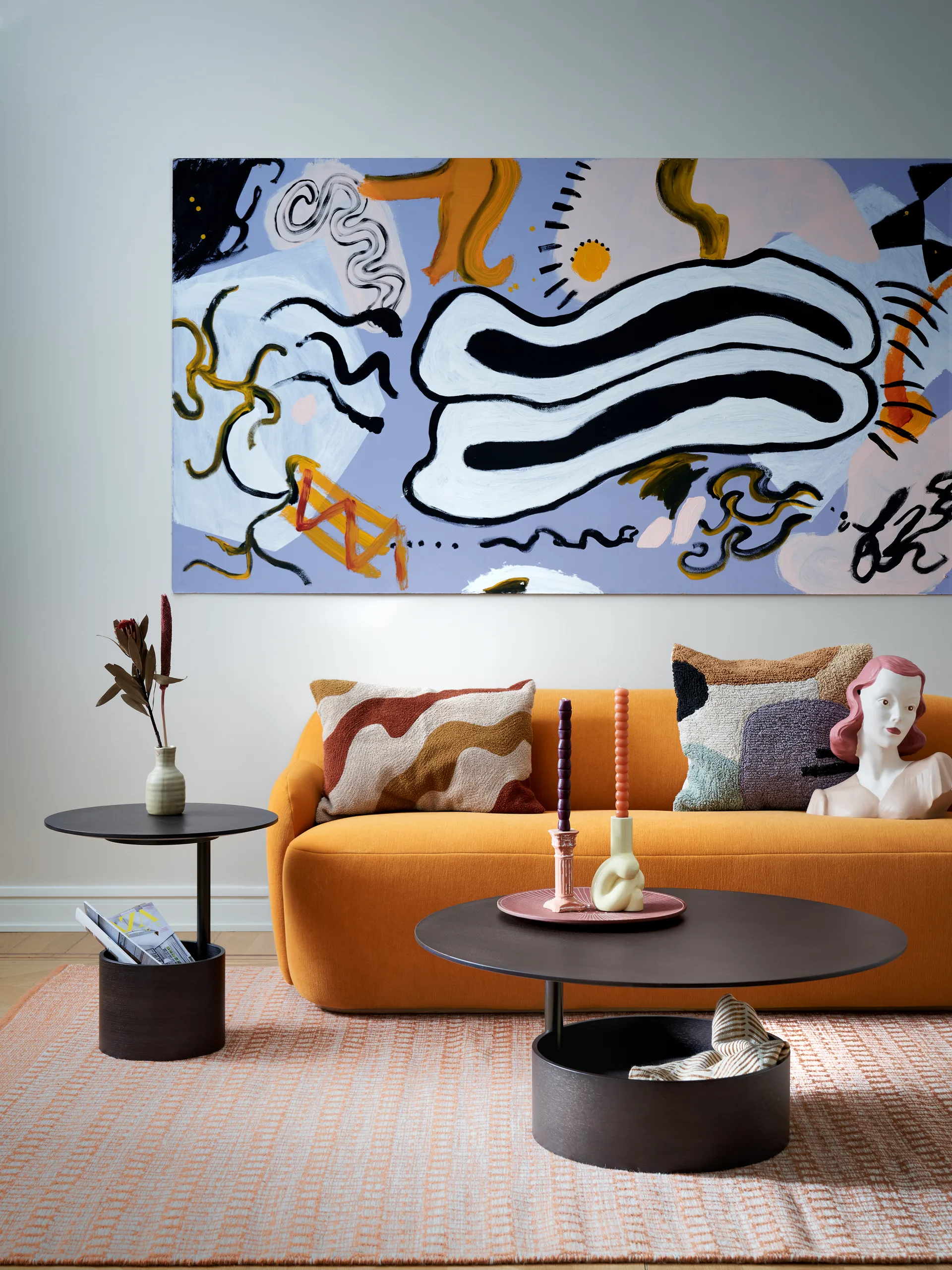 Parasol L Beistelltisch Ø90cm, Dark stained oak Maze