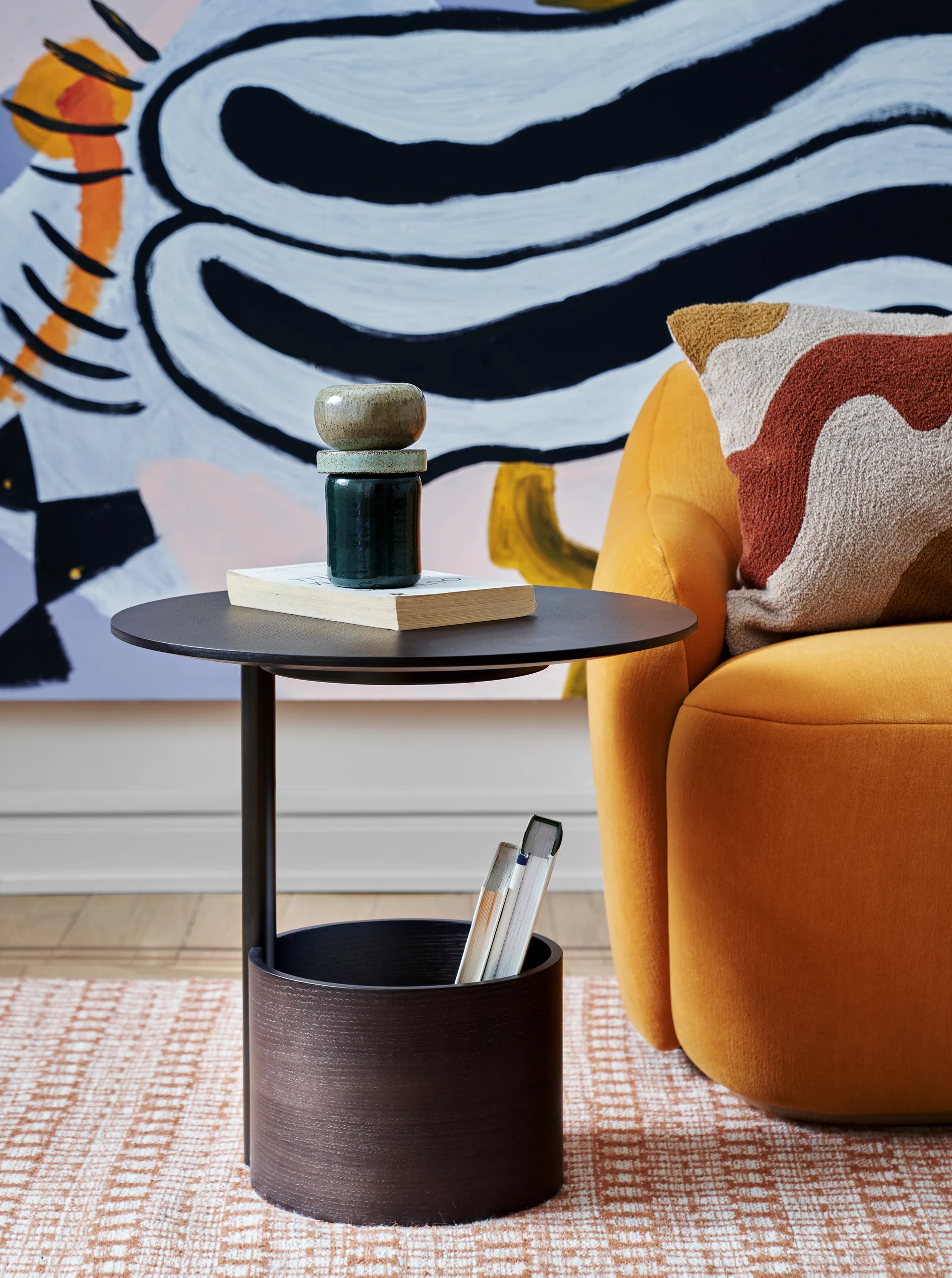 Parasol S Beistelltisch Ø50cm, Dark stained oak Maze