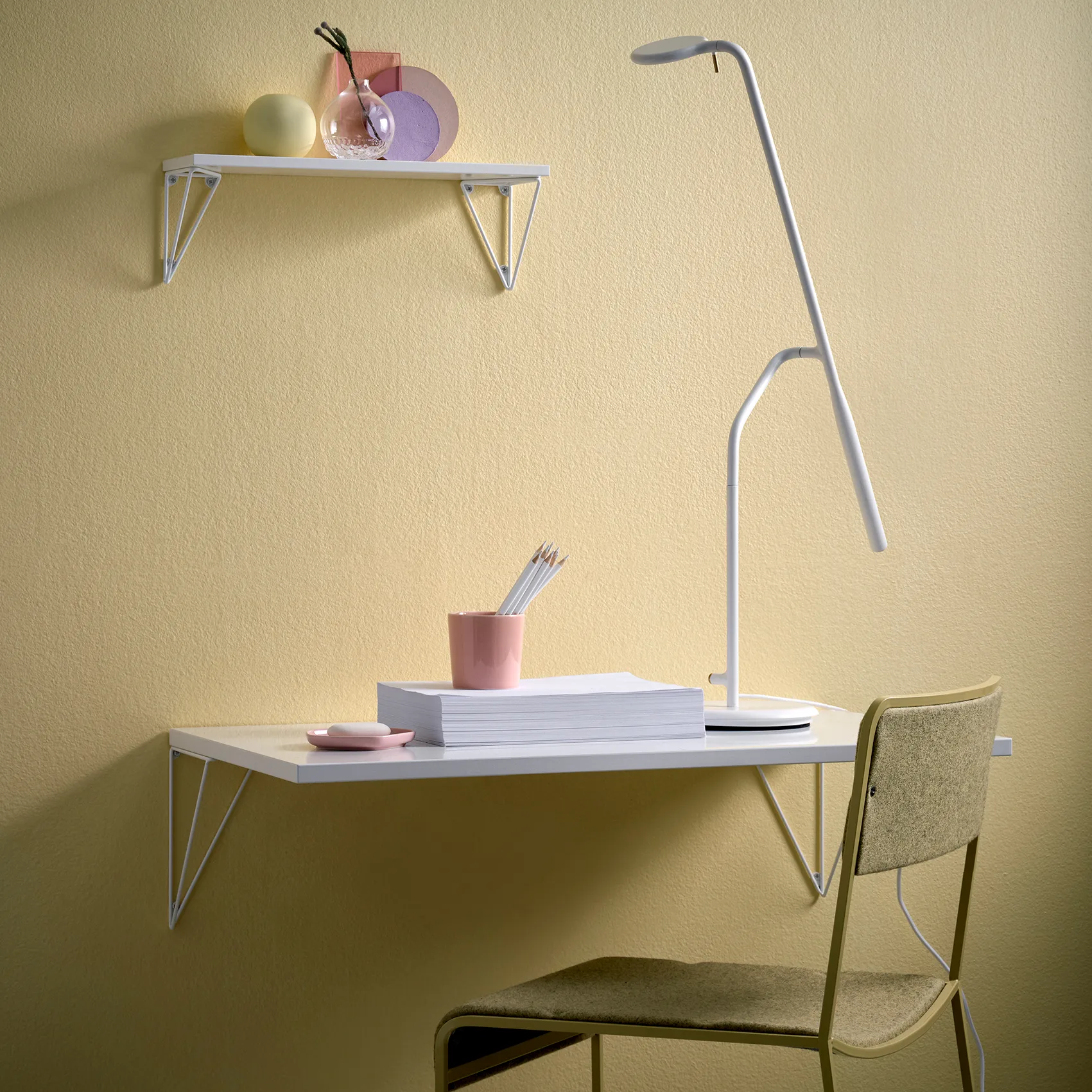 Pythagoras Schreibtischplatte, Weiß Maze