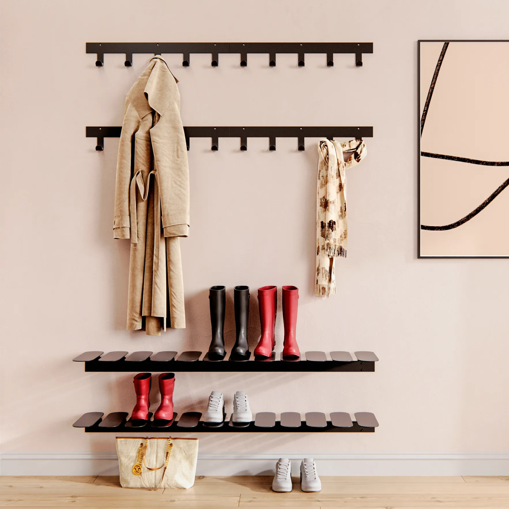 Step Schuhregal, Schwarz Maze