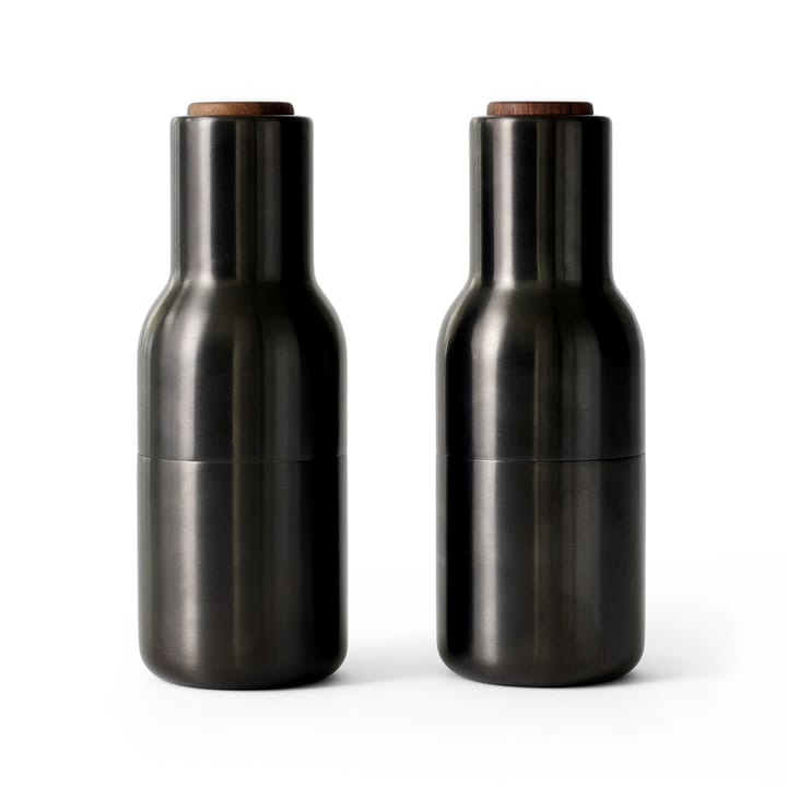 Bottle Grinder Gewürzmühle metall 2er Pack - Bronzierter Messing (Walnuss Deckel) - MENU