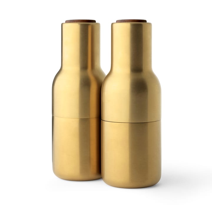 Bottle Grinder Gewürzmühle metall 2er Pack - Gebürsteter Messing (Walnuss Deckel) - MENU