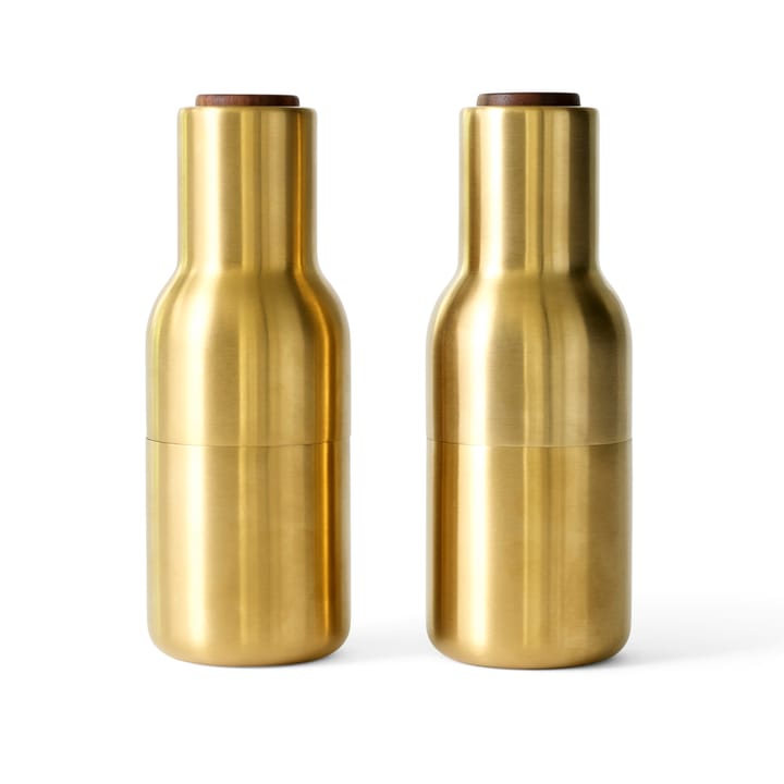 Bottle Grinder Gewürzmühle metall 2er Pack - Gebürsteter Messing (Walnuss Deckel) - MENU