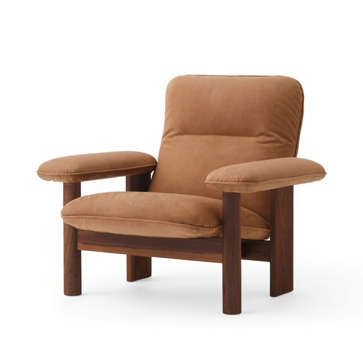 Brasilia Sessel - Leder dunes camel 21004 Braun, Walnussholzgestell - MENU