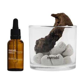 Meraki Duftdiffusor Lavastein und Holz inkl. Öl - Herbal calm, Weiß - Meraki