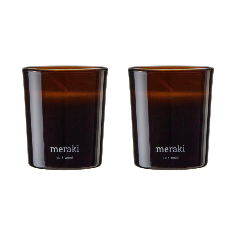 Meraki Meraki Duftkerze 12 Stunden 2er-Pack Dunkles Holz