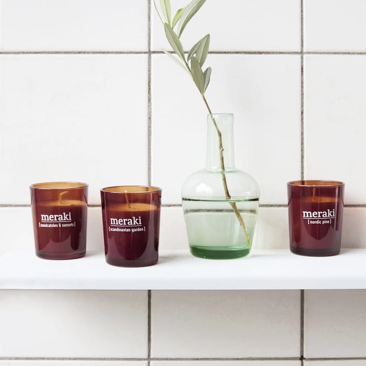 Meraki Duftkerze 12h braunes Glas, Scandinavian Garden Meraki