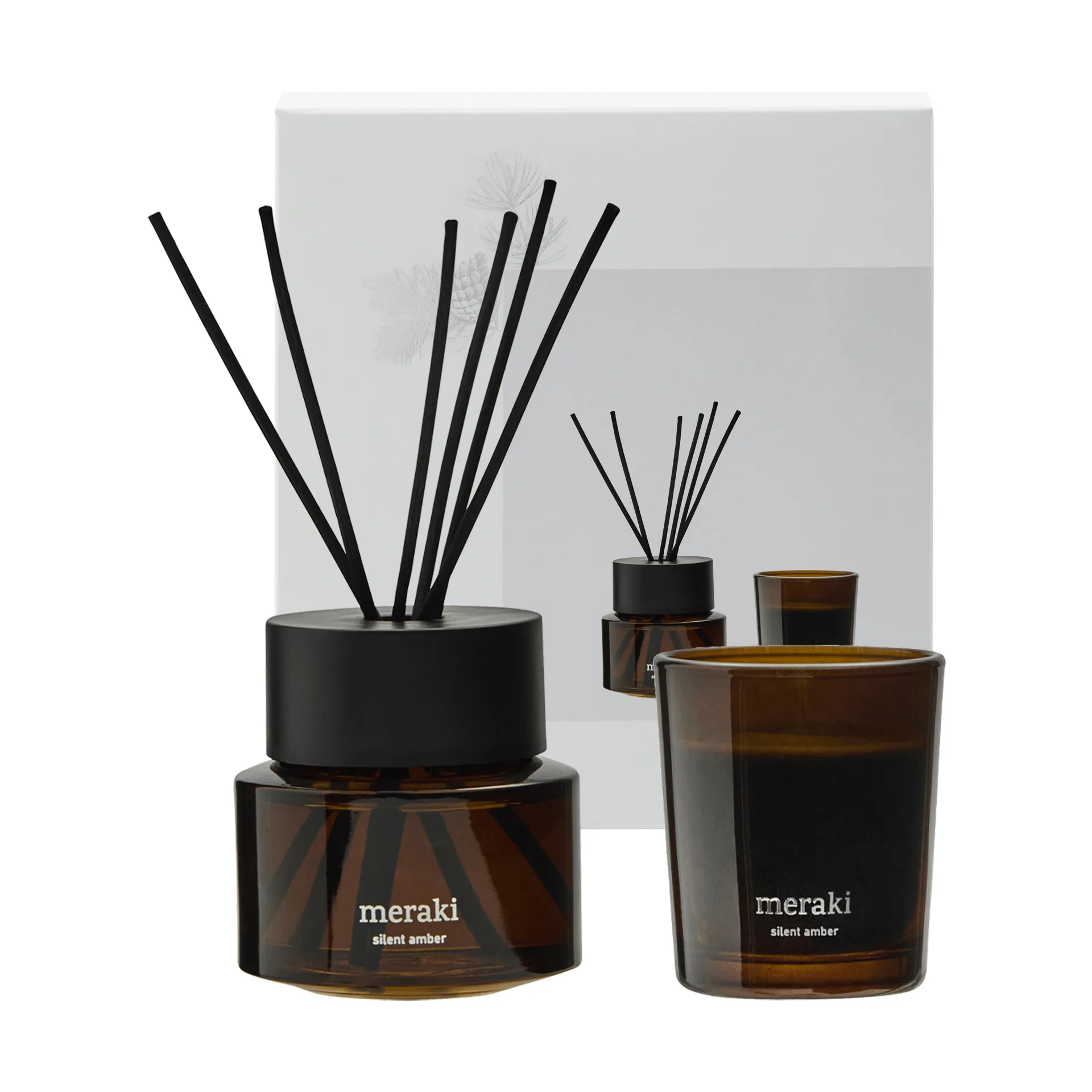 Meraki Geschenkset Duftstäbchen und Duftkerze, Silent amber Meraki