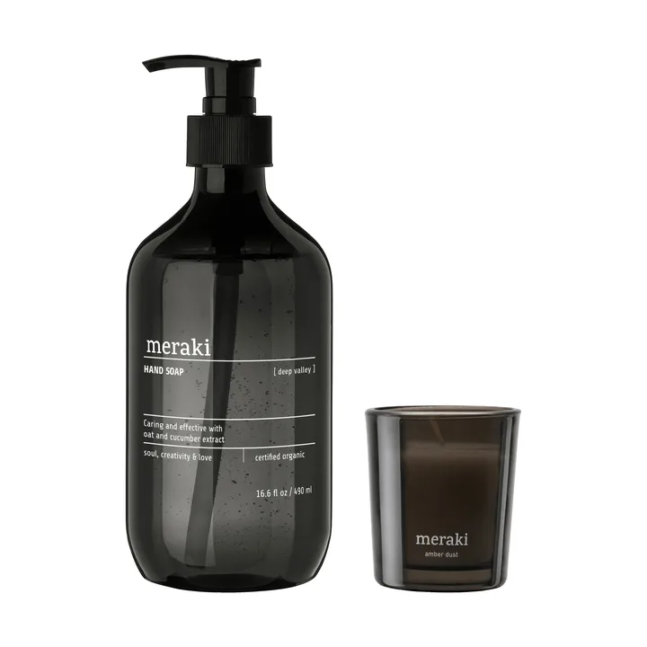 Meraki Geschenkset Handseife und Duftkerze - Deep valley-Amber dust - Meraki