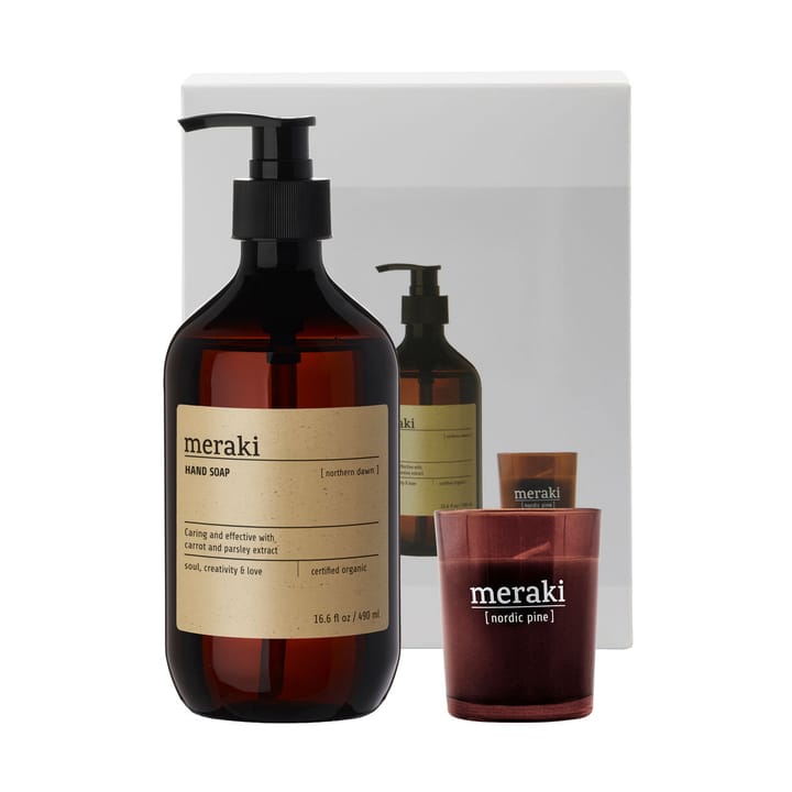 Meraki Geschenkset Handseife und Duftkerze, Northern dawn-nordic pine Meraki