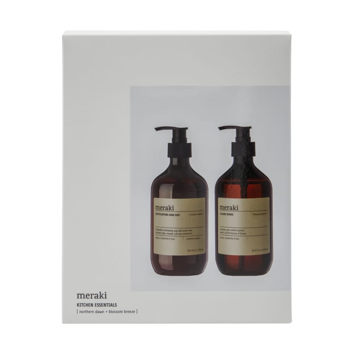 Meraki Geschenkset Handseife und Spülmittel, Peeling Nordstern, Blütenbrise Meraki