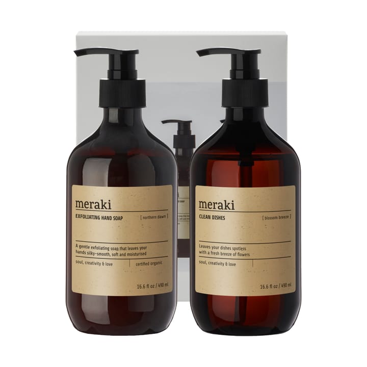 Meraki Geschenkset Handseife und Spülmittel - Peeling Nordstern, Blütenbrise - Meraki