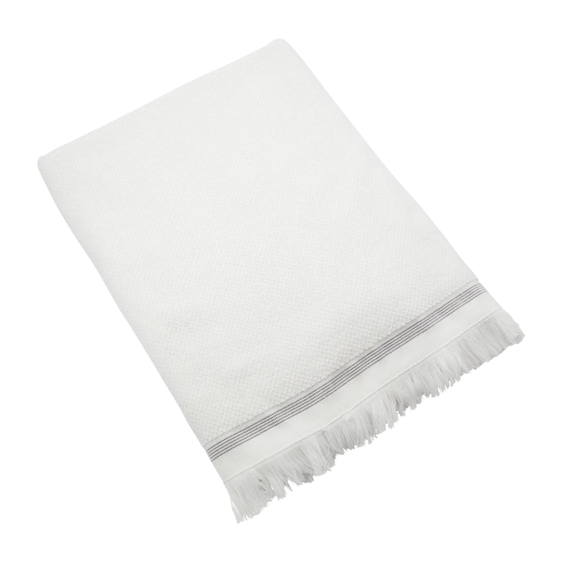 Meraki Handtuch weiß mit grauen Linien, 100 x 180cm Meraki