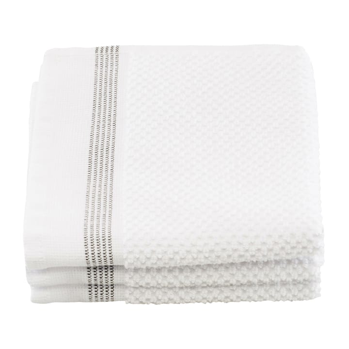 Meraki Handtuch weiß mit grauen Linien 3er Pack, 30 x 30cm Meraki
