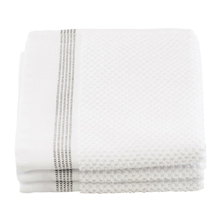 Meraki Handtuch weiß mit grauen Linien 3er Pack - 30 x 30cm - Meraki