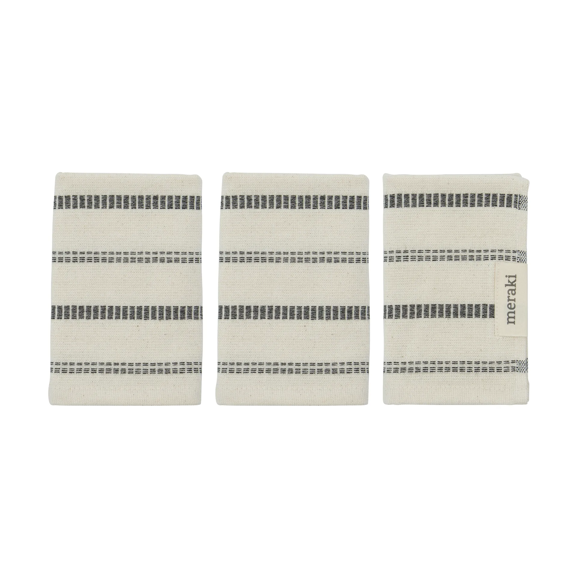 True Waschhandschuh 3-teilig, Off-White-schwarz Meraki