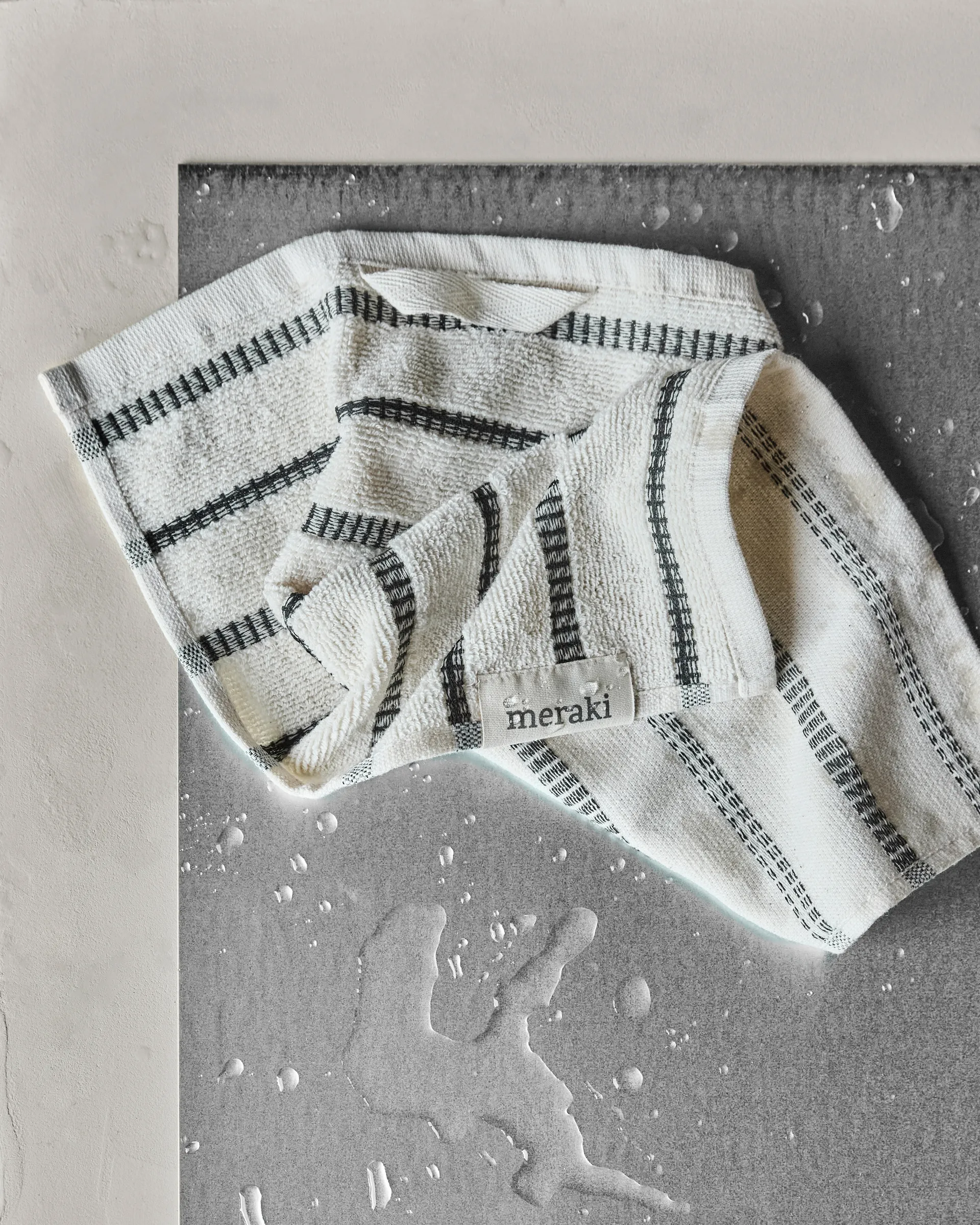 True Waschhandschuh 3-teilig, Off-White-schwarz Meraki