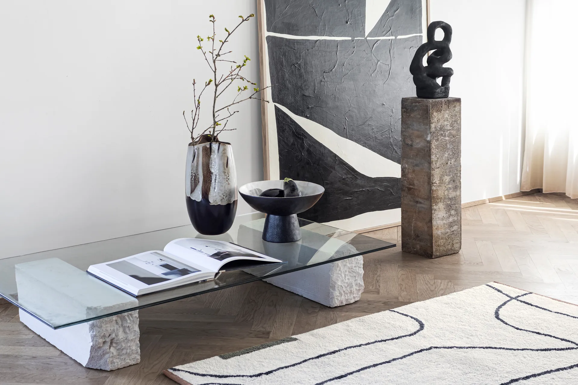 By Hand Schale auf Fuss Ø31,5x20 cm, Off-white Mette Ditmer