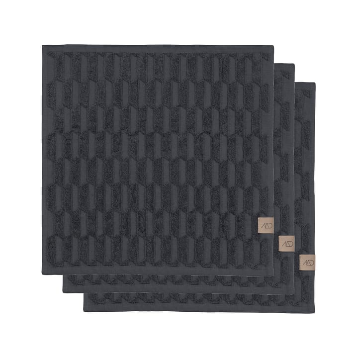 Geo Handtuch 30 x 30 cm 3er-Pack - Anthracite - Mette Ditmer