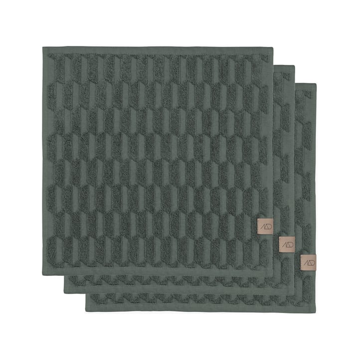 Geo Handtuch 30 x 30 cm 3er-Pack - Pine green - Mette Ditmer