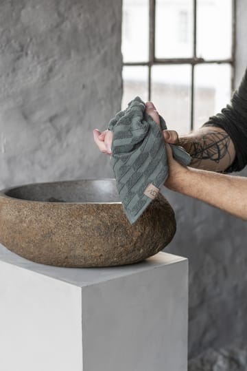 Geo Handtuch 30 x 30 cm 3er-Pack - Pine green - Mette Ditmer