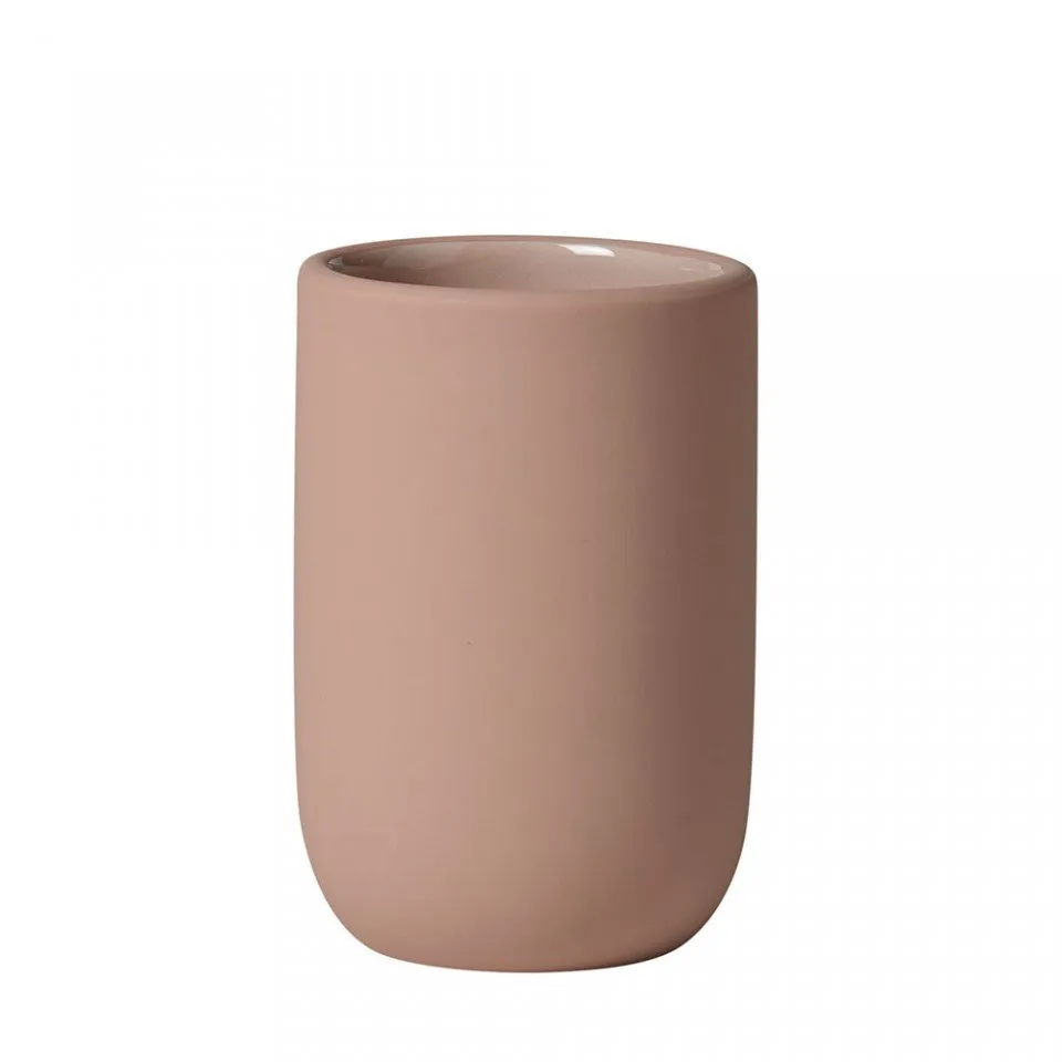 Niedlicher Rosa Keramik-Zahnbürstenhalter – Kariertes Design Für Badezimmer, Arbeitsplatte & Make-up-Pinsel (ca. 7,5x12,9 Cm)