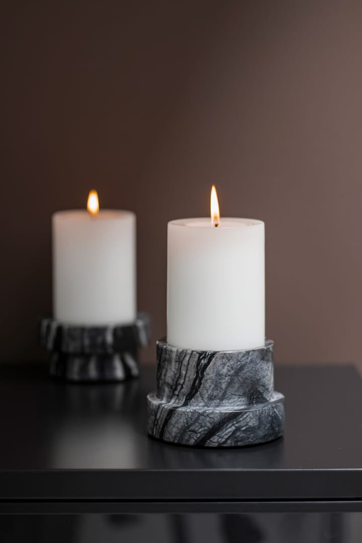 Marble Kerzenhalter für Blockkerze 6,5cm - Schwarz-grau - Mette Ditmer
