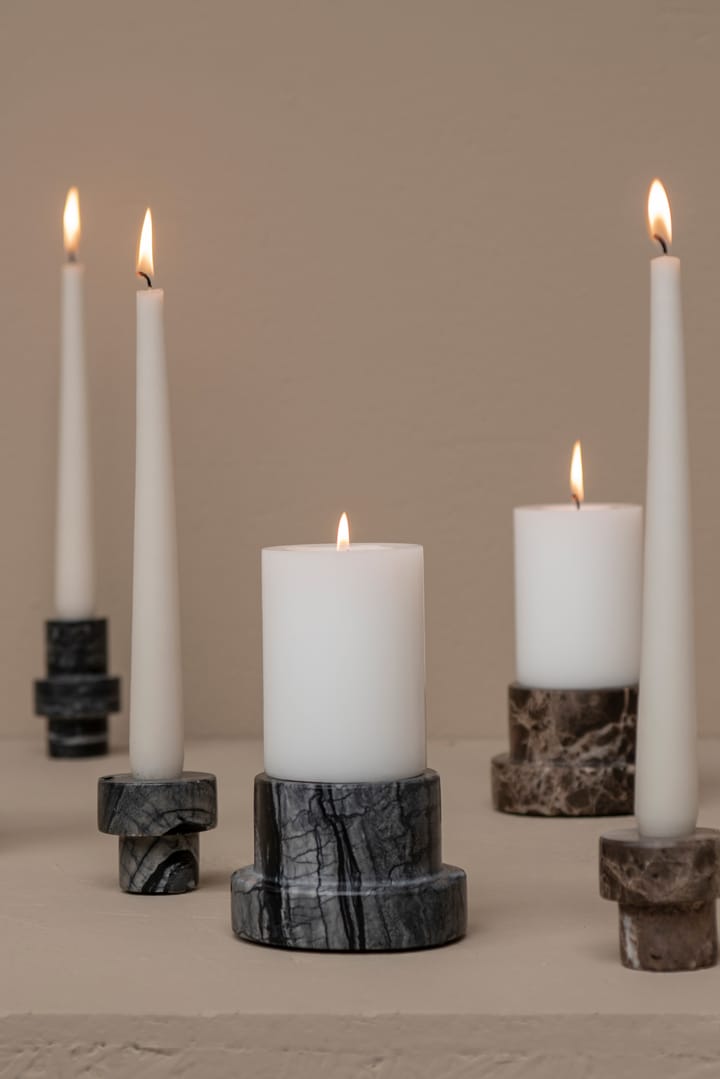 Marble Kerzenhalter für Blockkerze 6,5cm - Schwarz-grau - Mette Ditmer