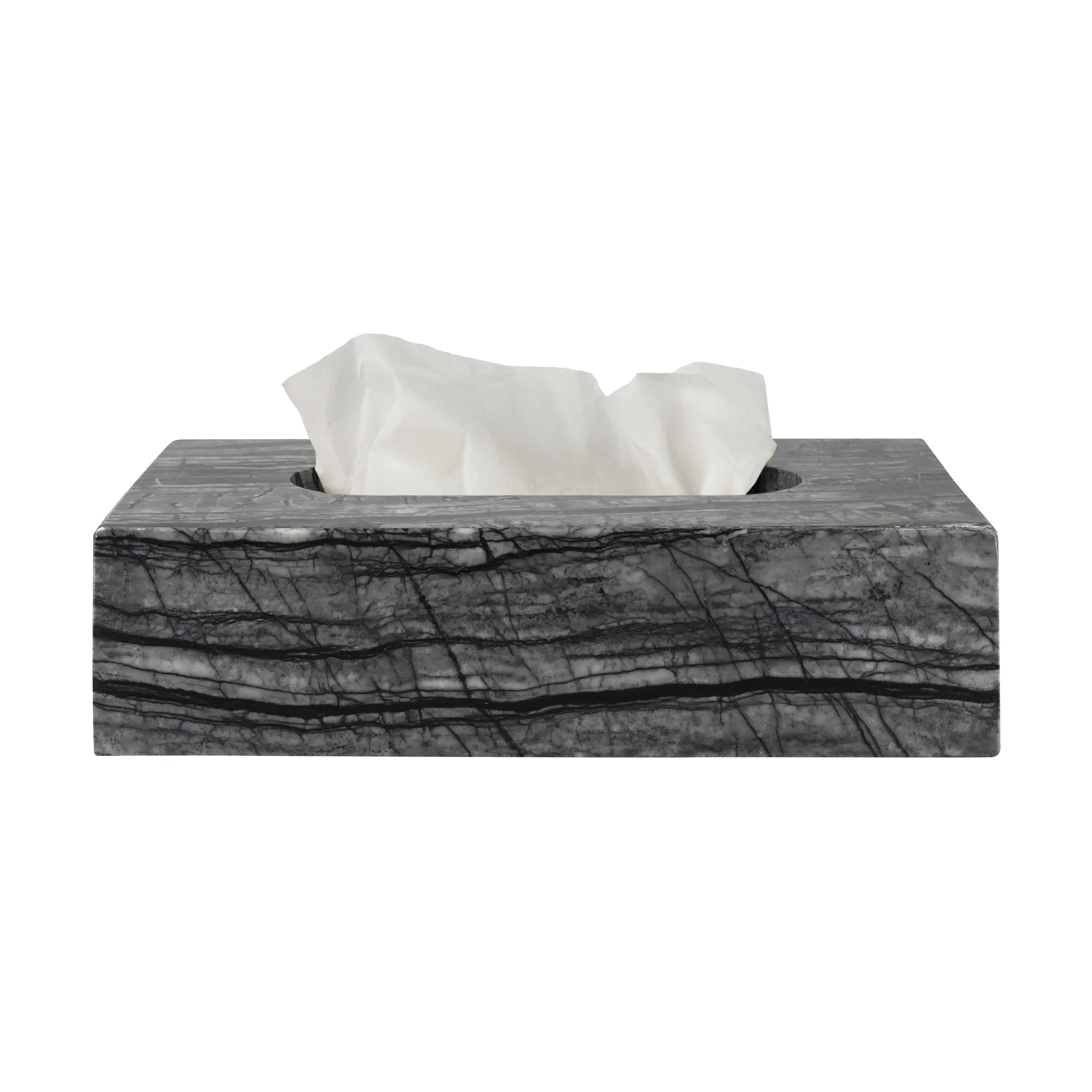 Marble Taschentuchbox 14x25,5cm, Schwarz-grau Mette Ditmer