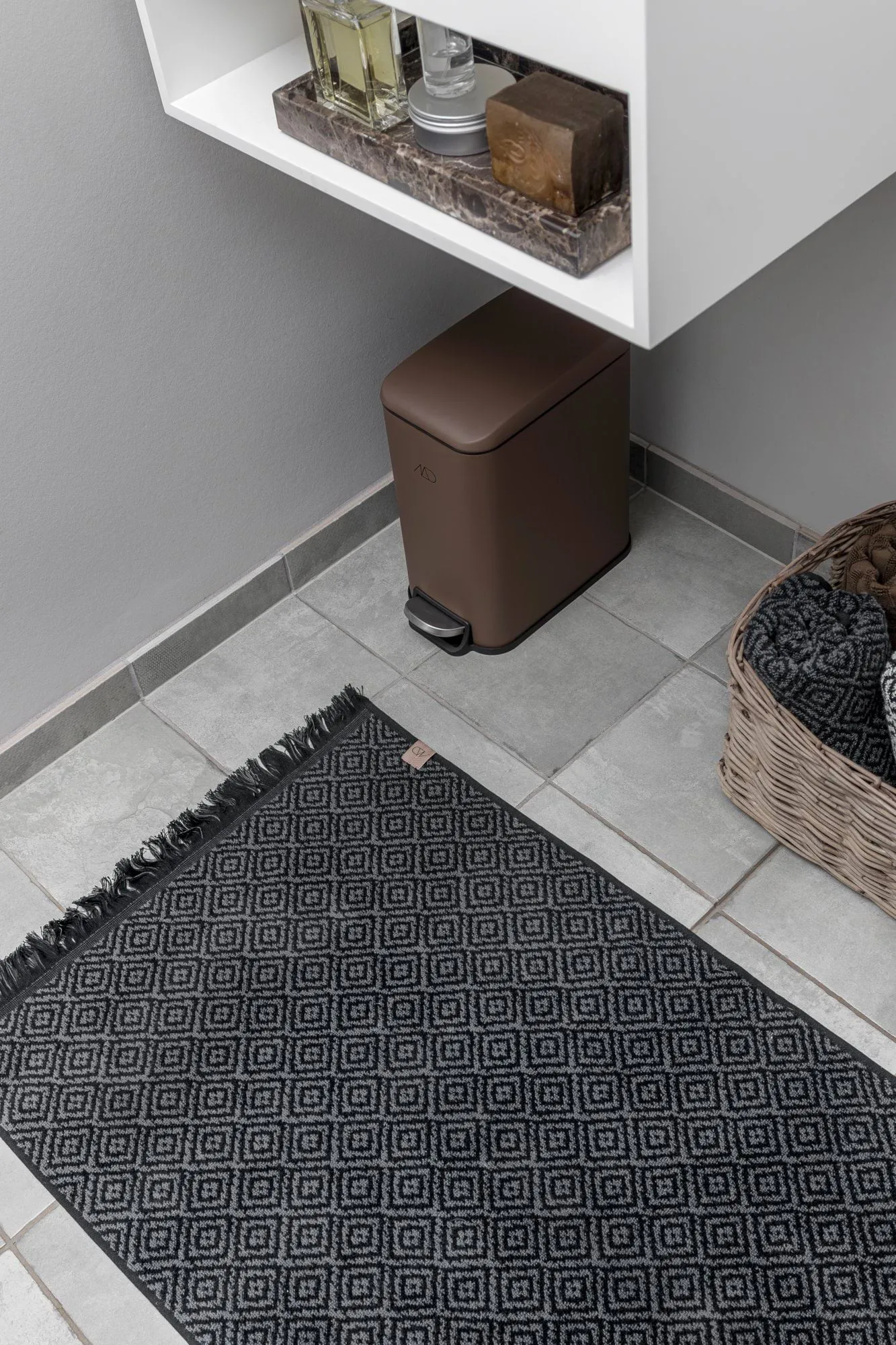 Morocco Badezimmerteppich 50 x 80cm, Black-grey Mette Ditmer