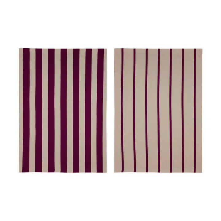 Stripes Küchenhandtuch 50x70 cm 2er-Pack - Red-Beige (röd-beige), 50x70 cm - Mette Ditmer