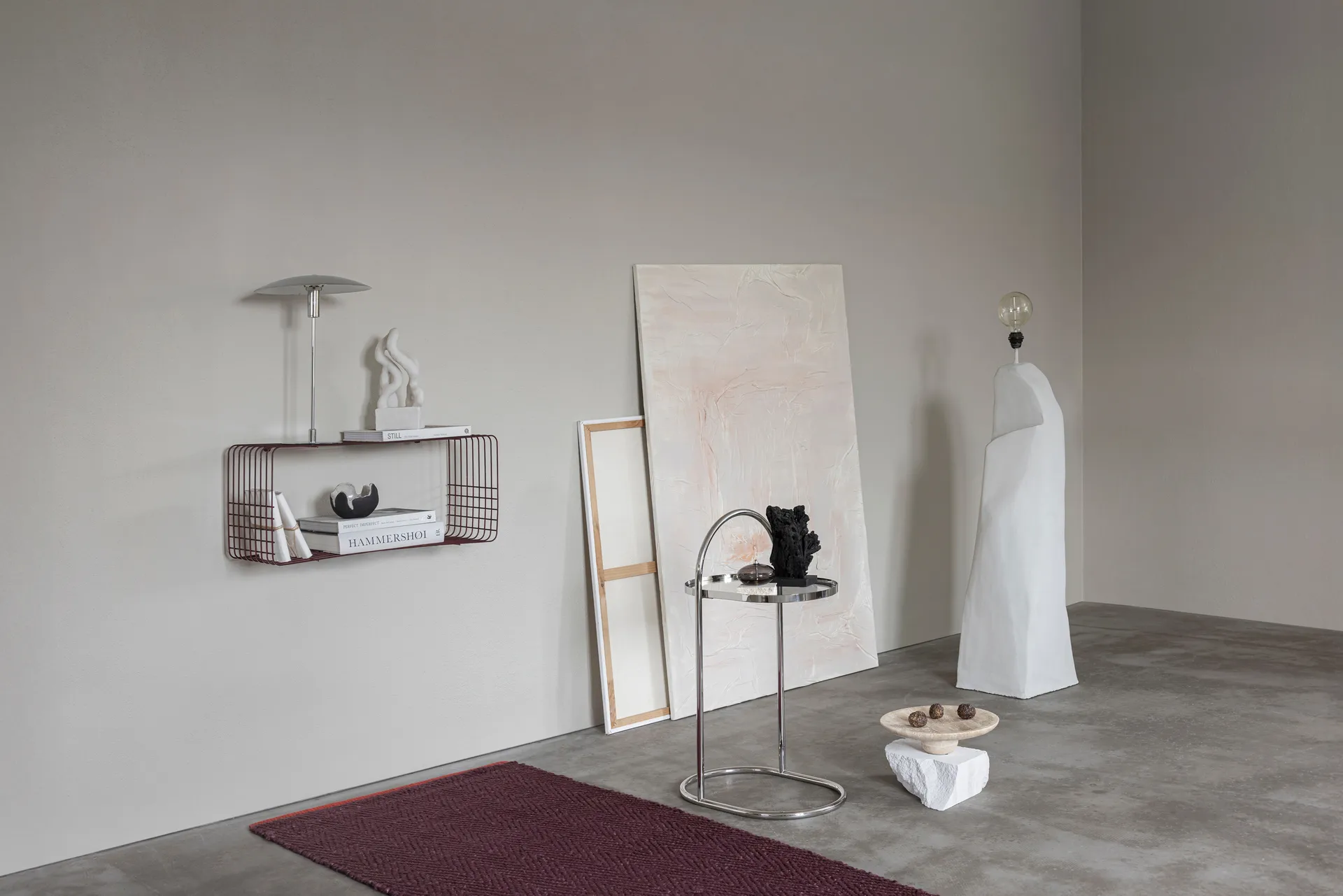 Travertin Sockel, Linen, Ø32x8,5 cm Mette Ditmer