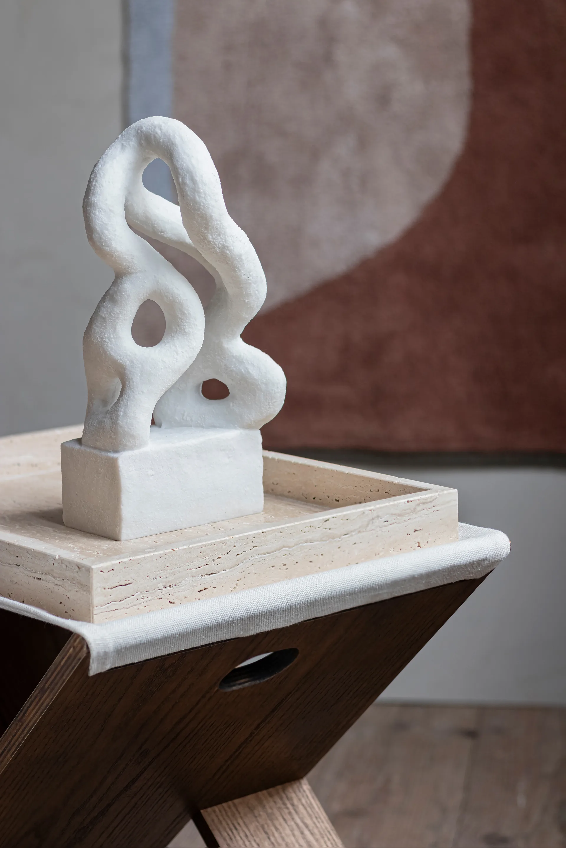 Travertine Dekorationstablett 30x40 cm, Linen Mette Ditmer