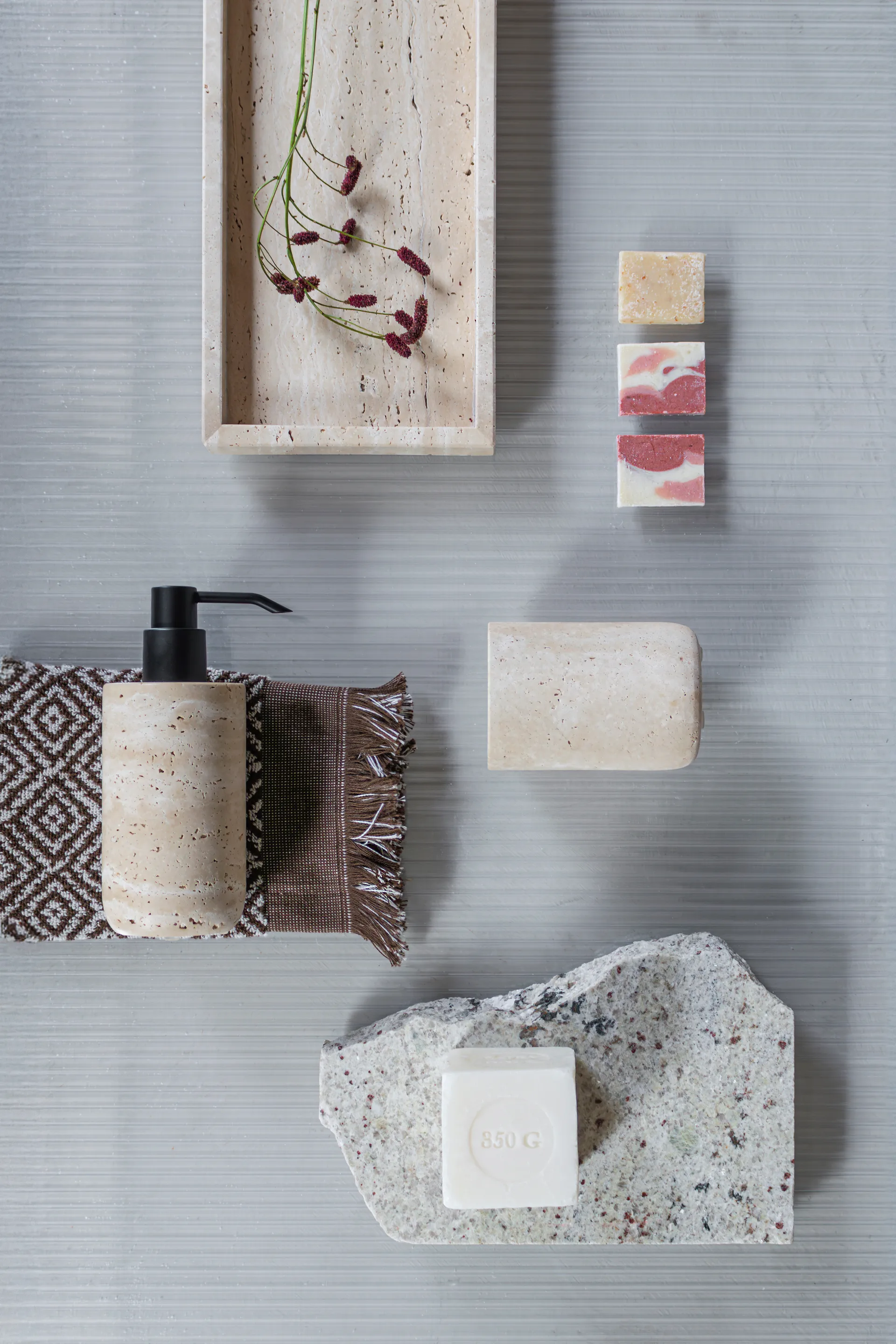 Travertine Zahnputzbecher 10 cm, Linen Mette Ditmer