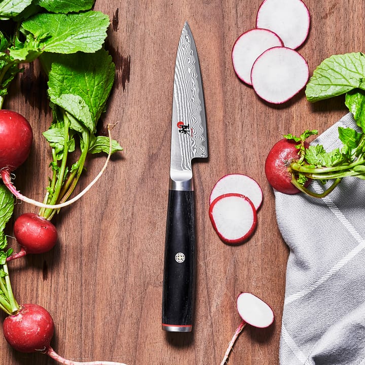 Raw 5000FCD Shotoh Schälmesser 9 cm, Damaskus-schwarz Miyabi