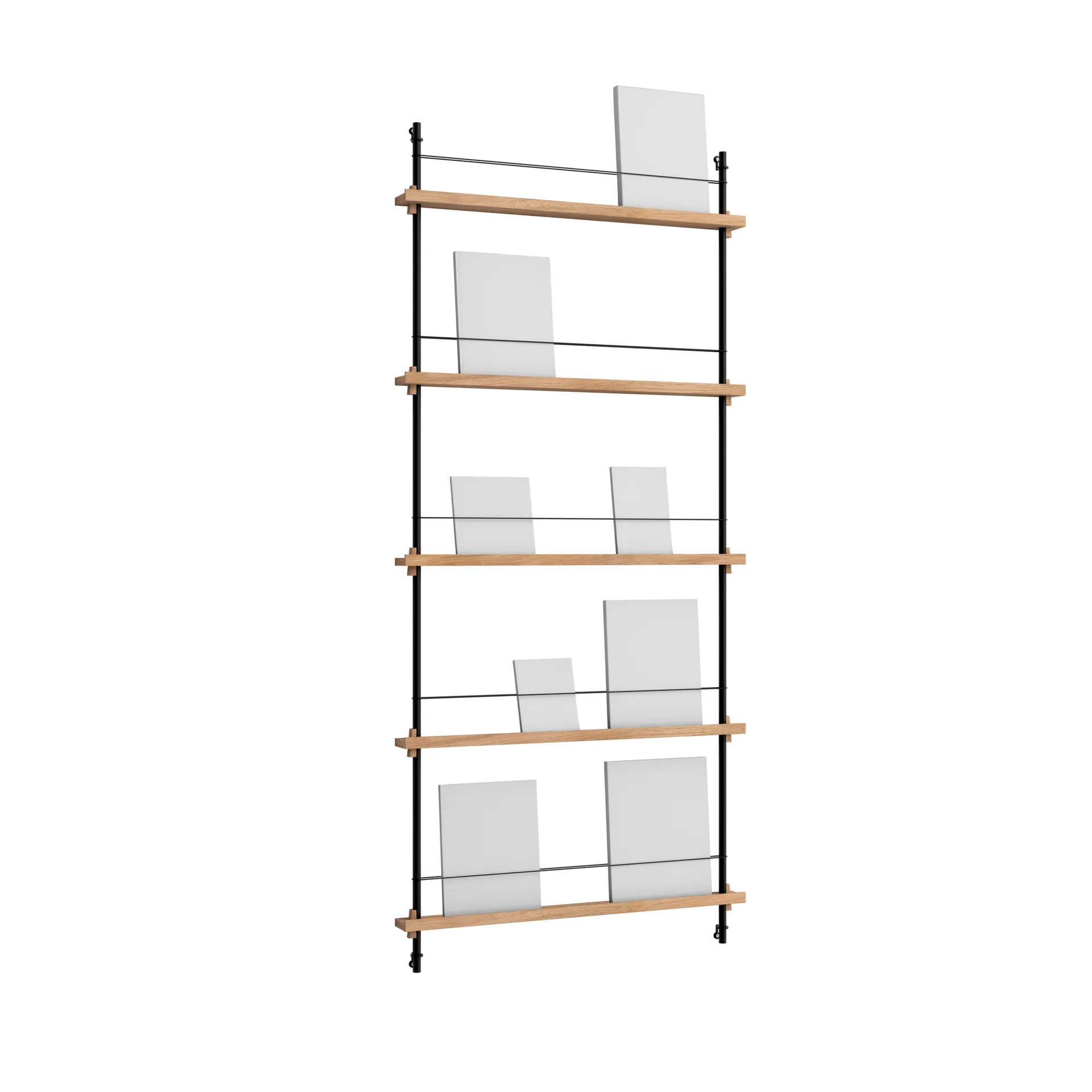 Magazine Shelving Zeitungsständer, Eiche-black, 85x180x7 cm, MS.180.1 MOEBE