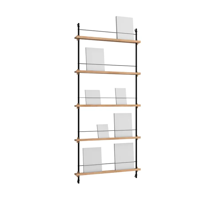 Magazine Shelving Zeitungsständer - Eiche-black, 85x180x7 cm, MS.180.1 - MOEBE