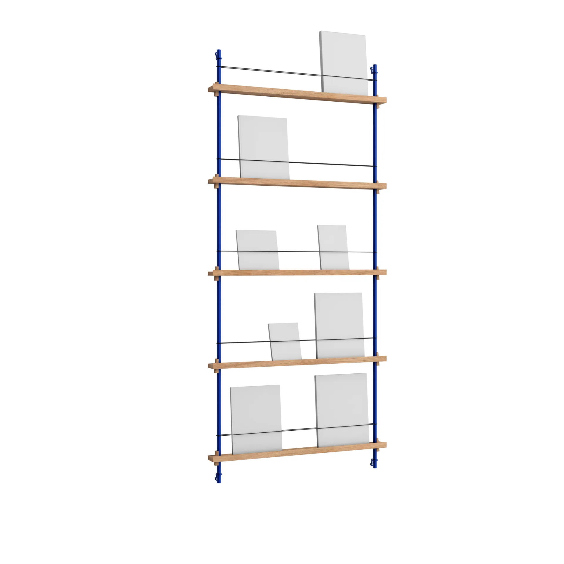 Magazine Shelving Zeitungsständer, Eiche-deep blue, 85x180x7 cm, MS.180.1 MOEBE