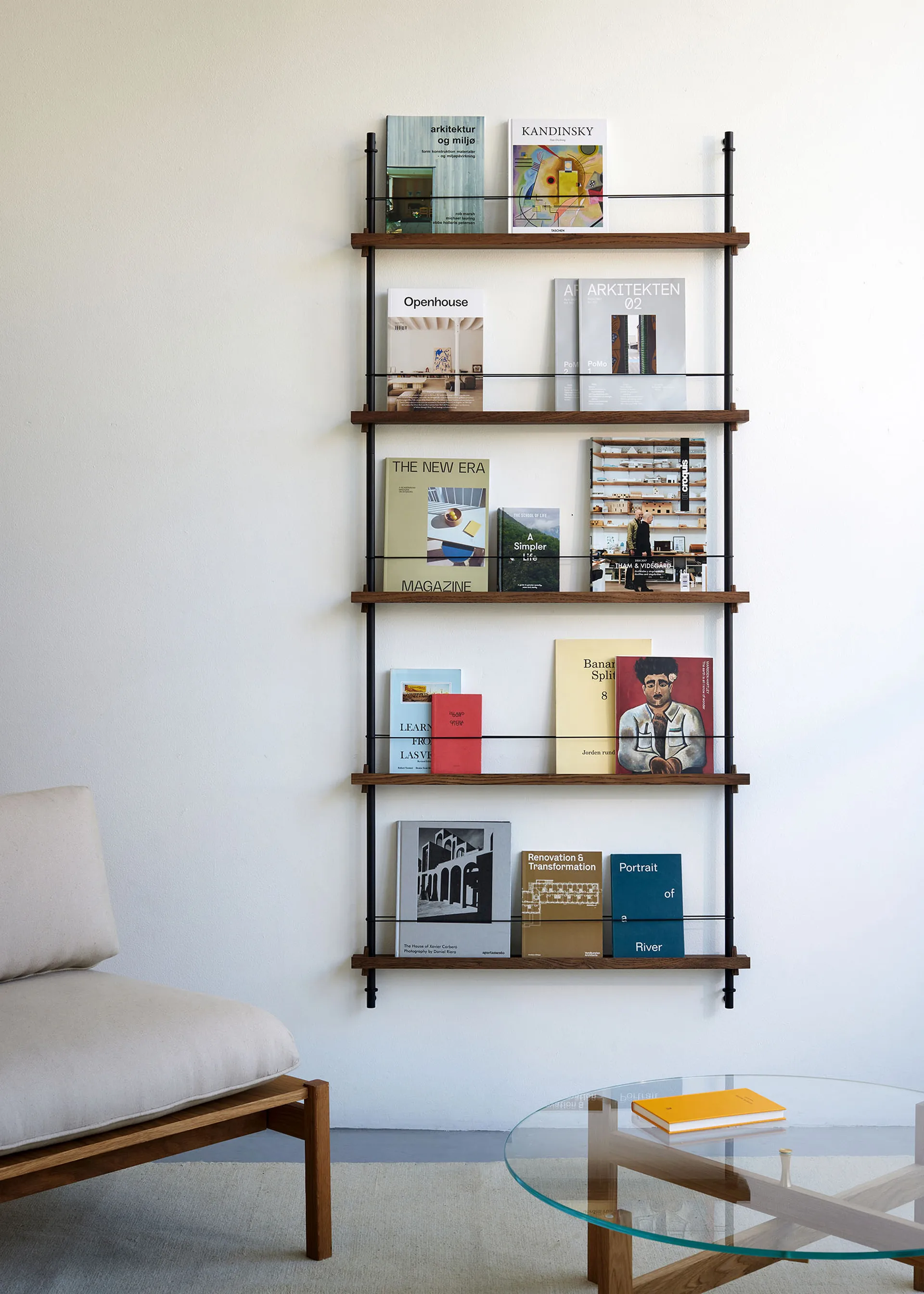 Magazine Shelving Zeitungsständer, Eiche-deep blue, 85x180x7 cm, MS.180.1 MOEBE